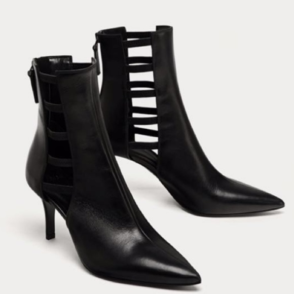 Zara Shoes - NEW ZARA Leather Cut-out Ankle Pointed Toe Boots